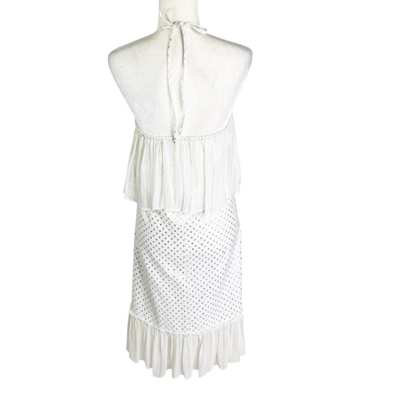 Anthropologie Kopal Tiered Mini Dress White with Metallic Threads Size S - Picture 6 of 10